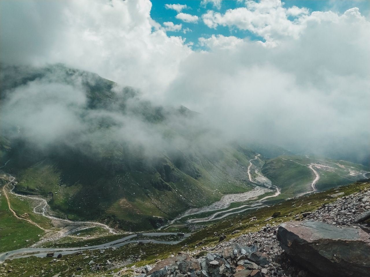 The switchback road at the Gata Loops on the Manali–Leh highway